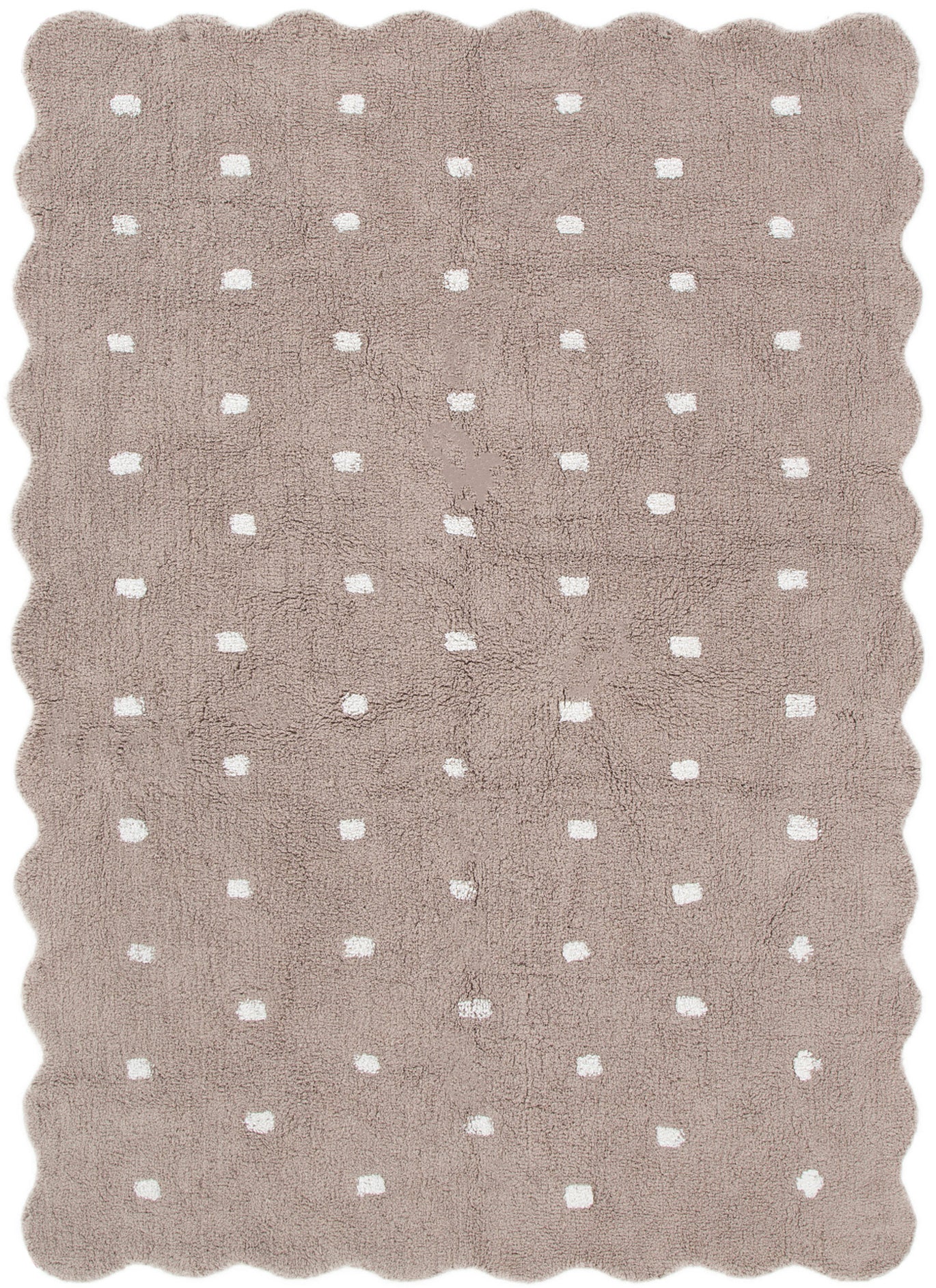 Meldon Rectangle Scalloped Kids Rug Mushroom Beige