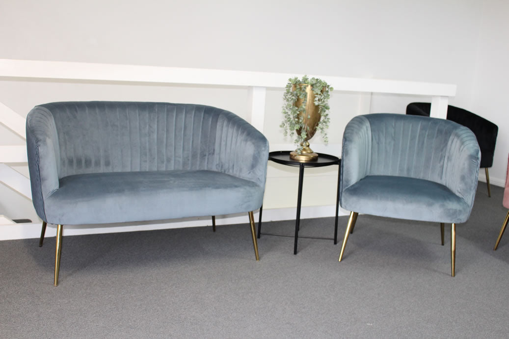Perla 2 Seater Sofa - Blue Green Velvet