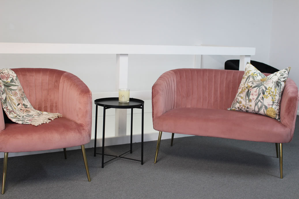 Perla 2 Seater Sofa - Pink Velvet