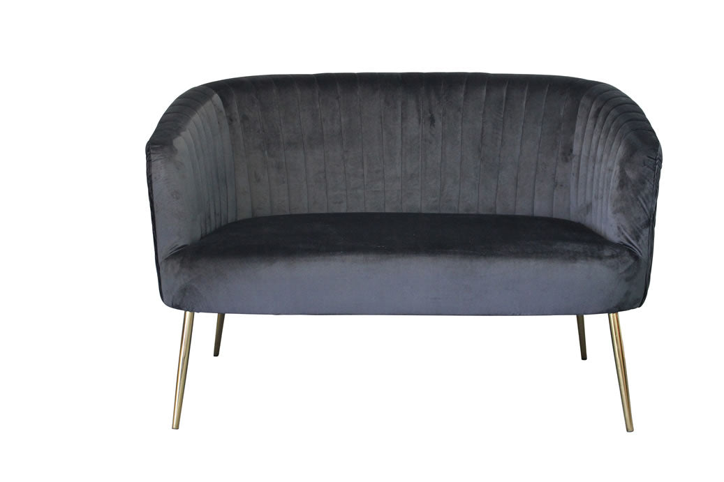 Perla 2 Seater Sofa - Black Velvet