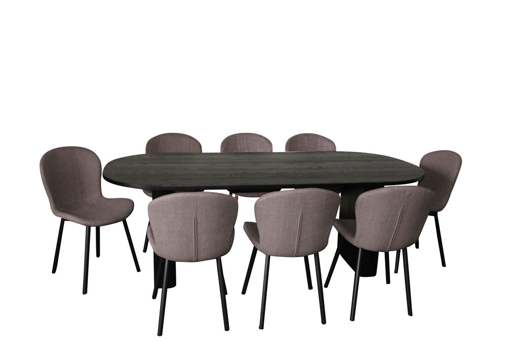 Melba 9 Piece Dining Set Black w Maya Chair - Grey/Black