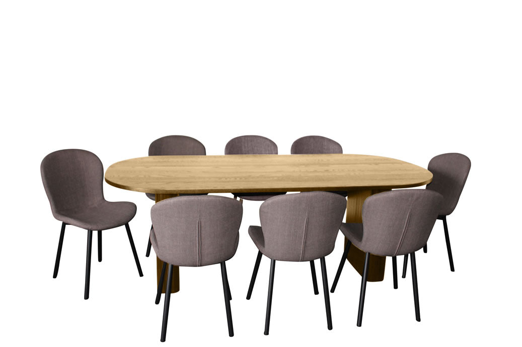 Melba 9 Piece Dining Set Natural w Maya Chair - Grey/Black