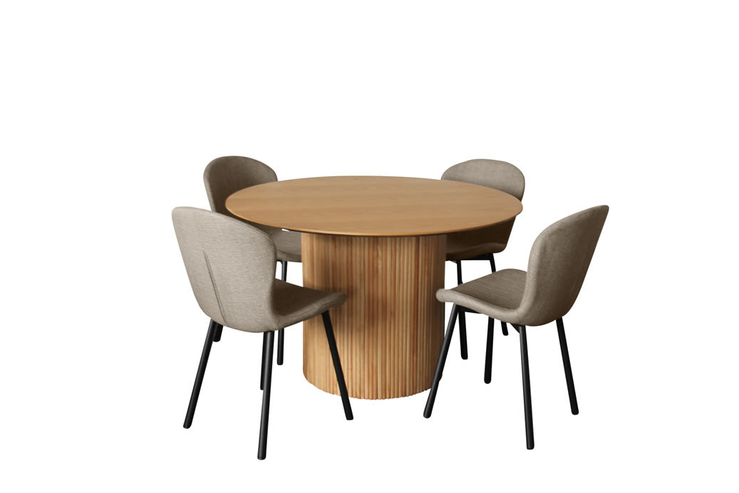 Miami 5 Piece Dining Set Black w Maya Chair - Charcoal/Black