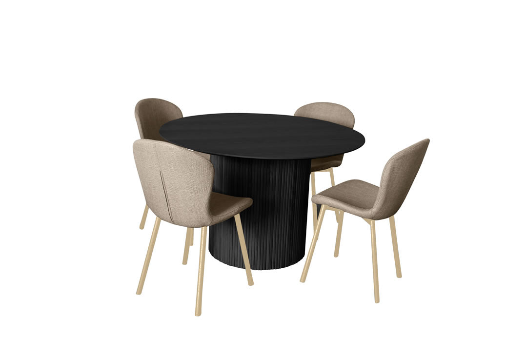 Miami 5 Piece Dining Set Black w Maya Chair - Charcoal/Oak