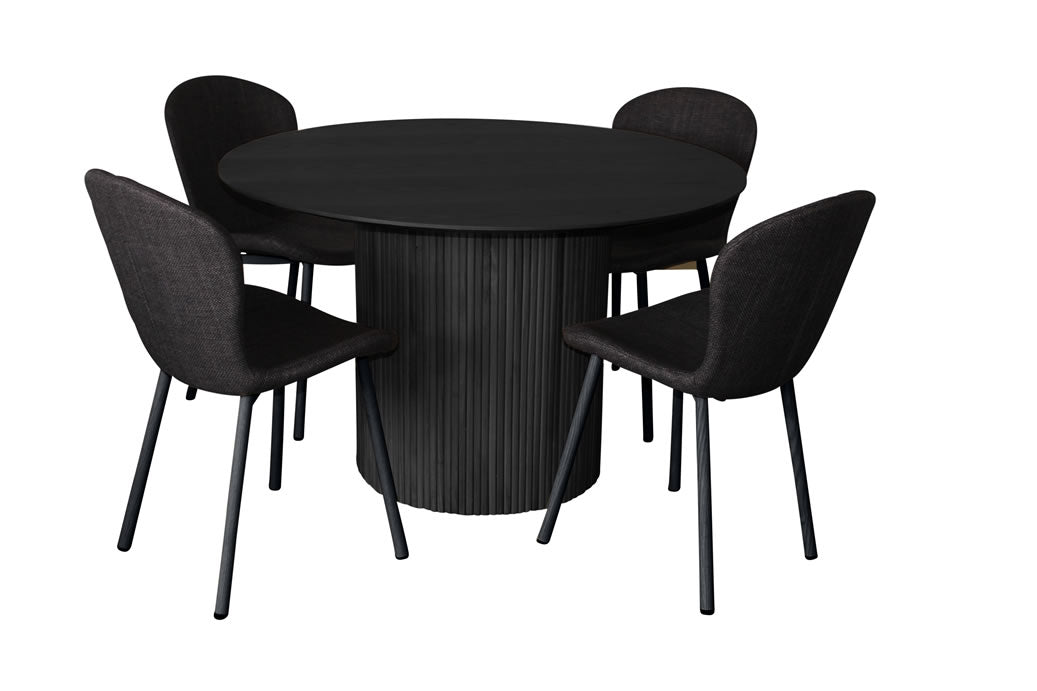 Miami 5 Piece Dining Set Black w Maya Chair - Grey/Black