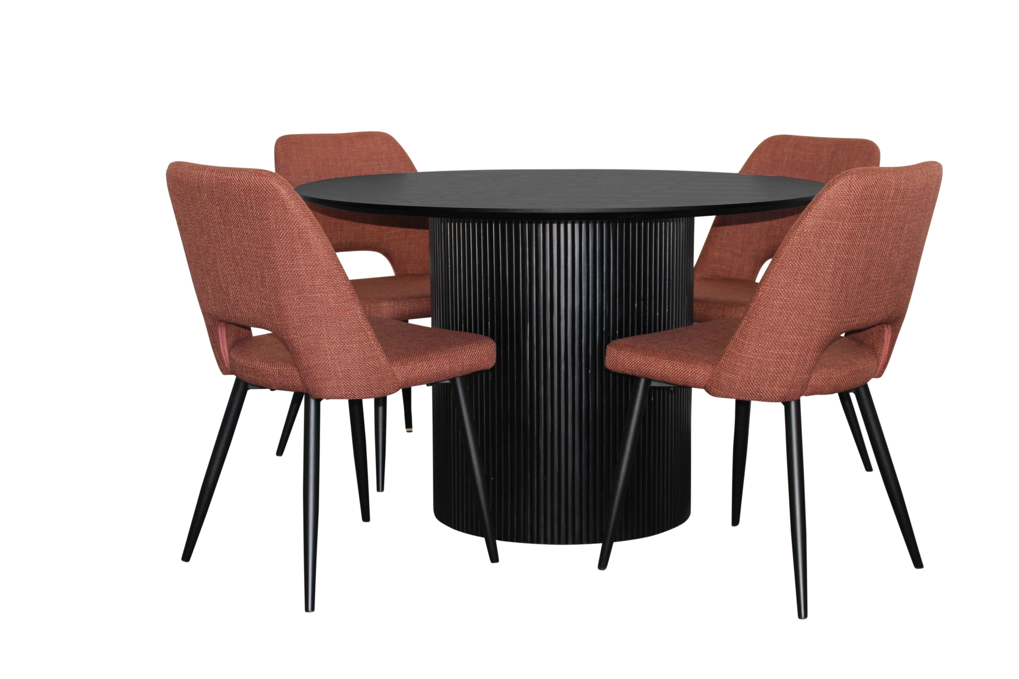 Miami 5 Piece Dining Set Black w Maya Chair - Russet/Black