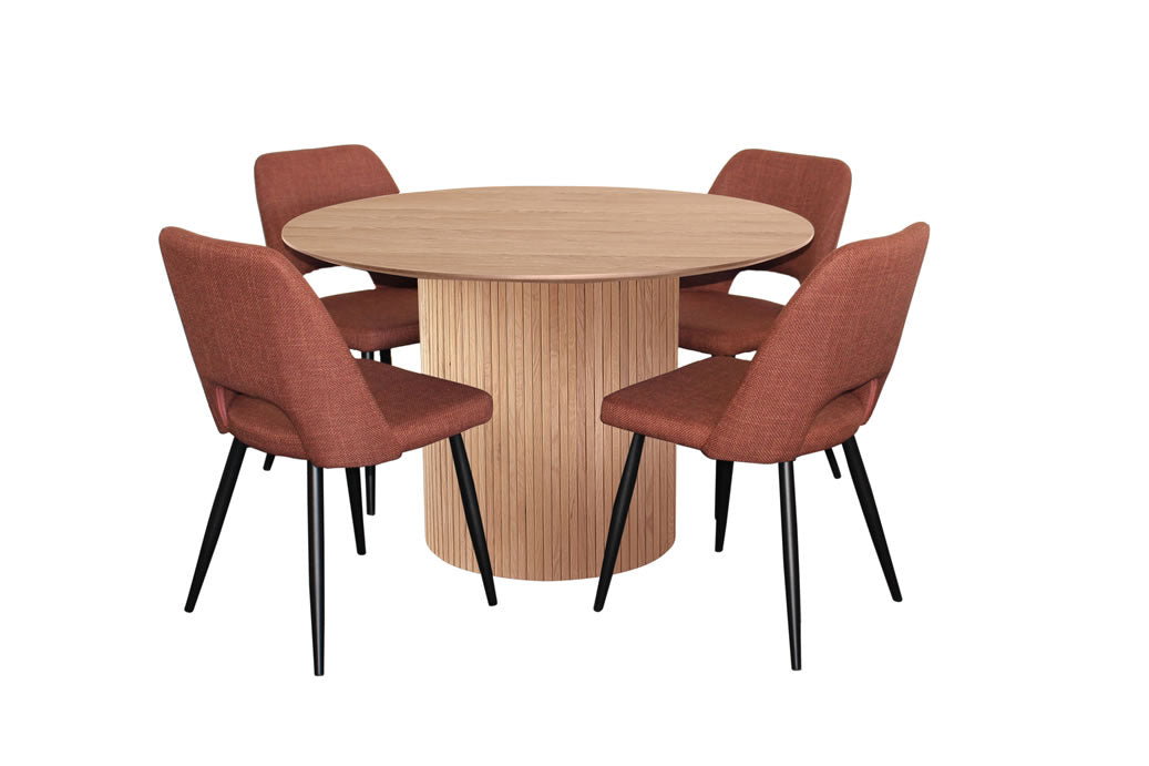 Miami 5 Piece Dining Set Natural w Zara Chair - Russet Fabric