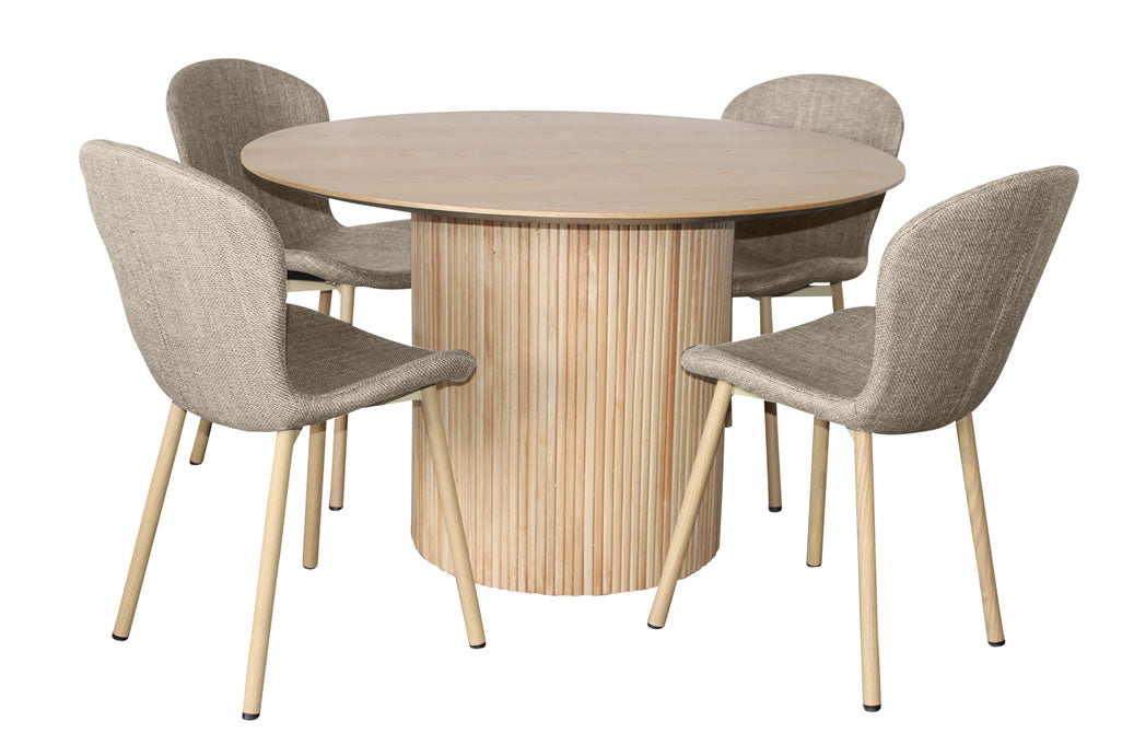 Miami 5 Piece Dining Set Natural w Maya Chair - Ivory/Oak