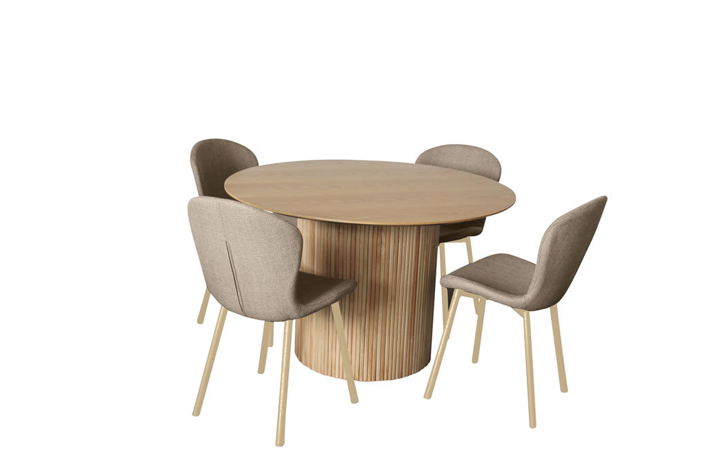 Miami 5 Piece Dining Set Natural w Maya Chair - Ivory/Oak