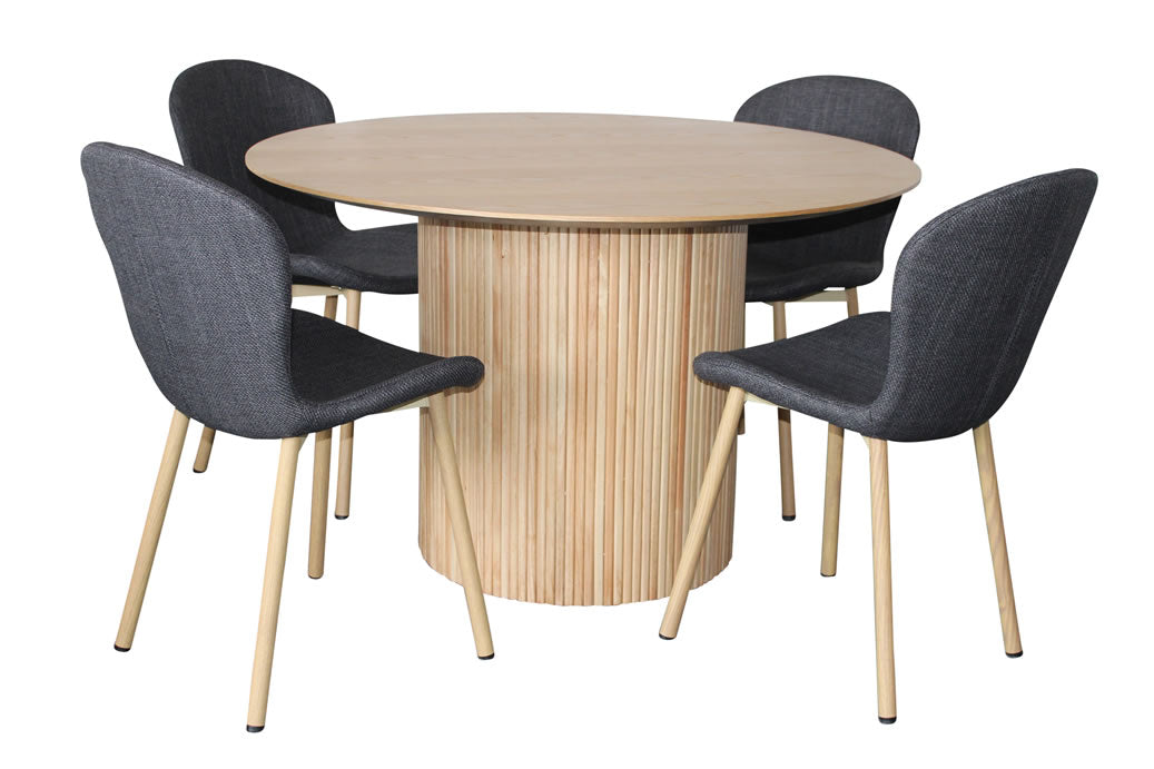 Miami 5 Piece Dining Set Natural w Maya Chair - Grey/Oak