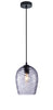 Pendant ES 40W Smokey Black Wine Glass Segmented/W Black Highlight OD 180 X H250mm
