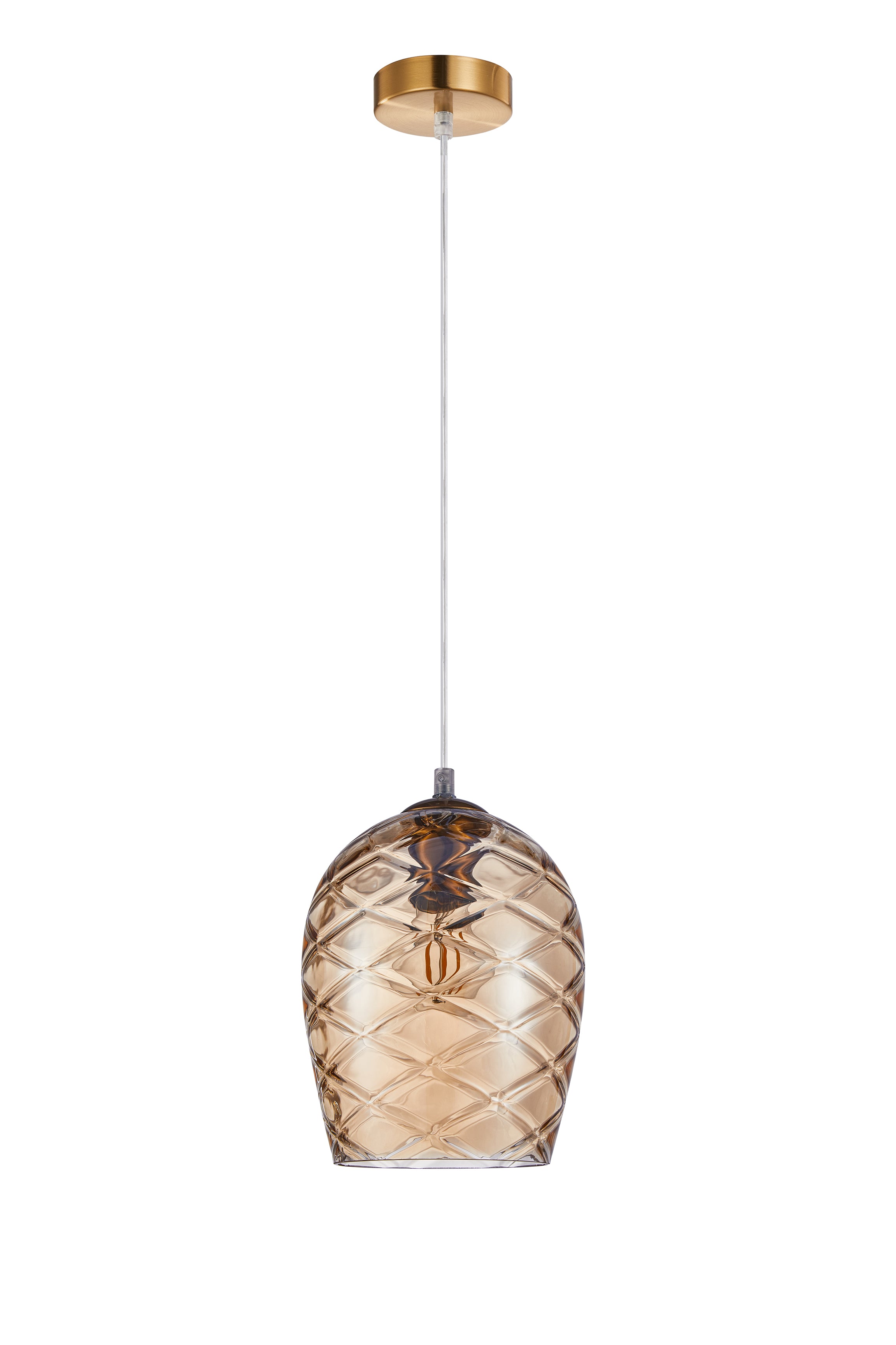 Pendant ES 40W Coffee Wine Glass Segmented/W Brass Highlight OD 180mm X H250mm