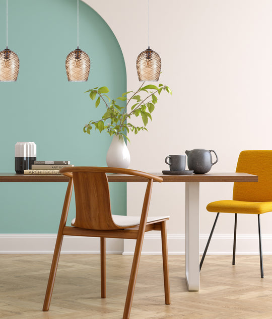 Pendant ES 40W Amber Wine Glass Segmented/W Brass Highlight OD 180mm X H250mm