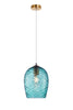 Pendant ES 40W Blue Wine Glass Segmented/W Brass Highlight OD 180mm X H250mm
