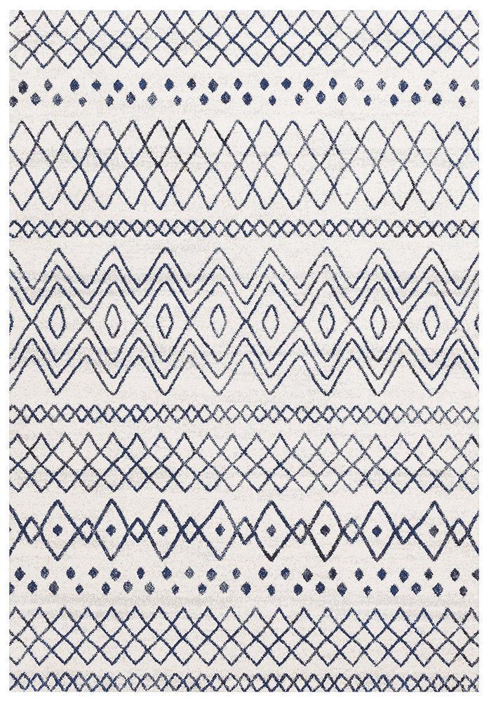 Odelle Nadia White Blue Rustic Tribal Rug