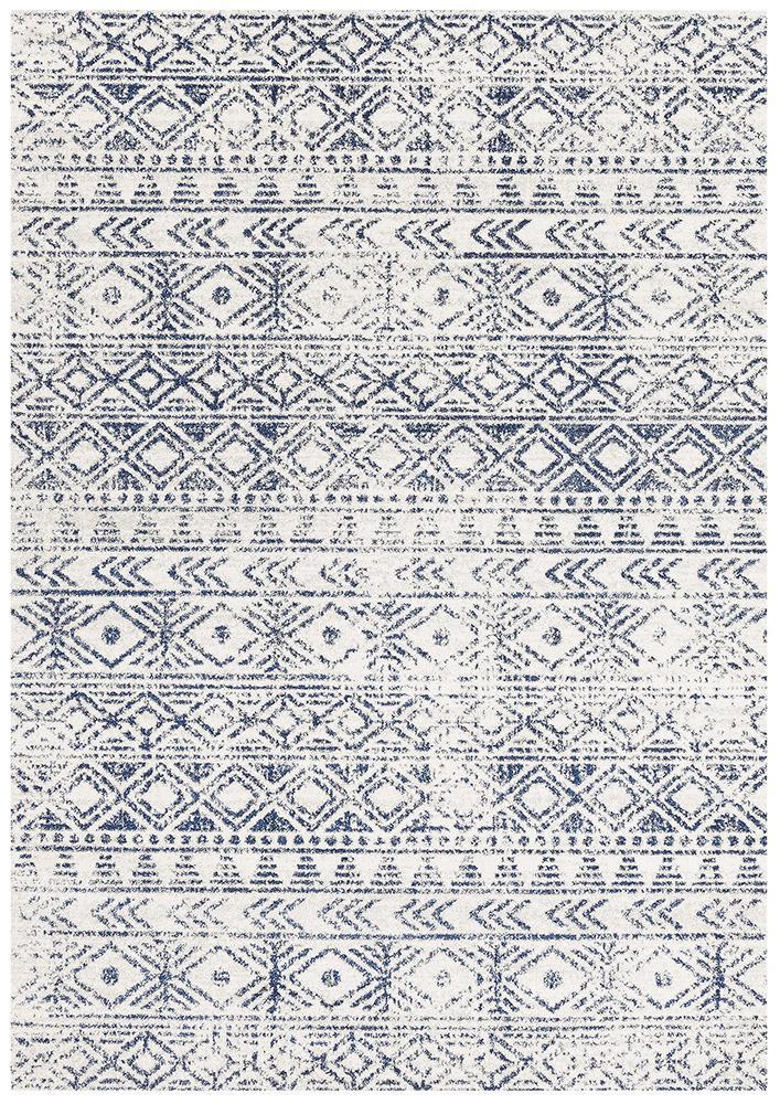Odelle Ismail White Blue Rustic Rug