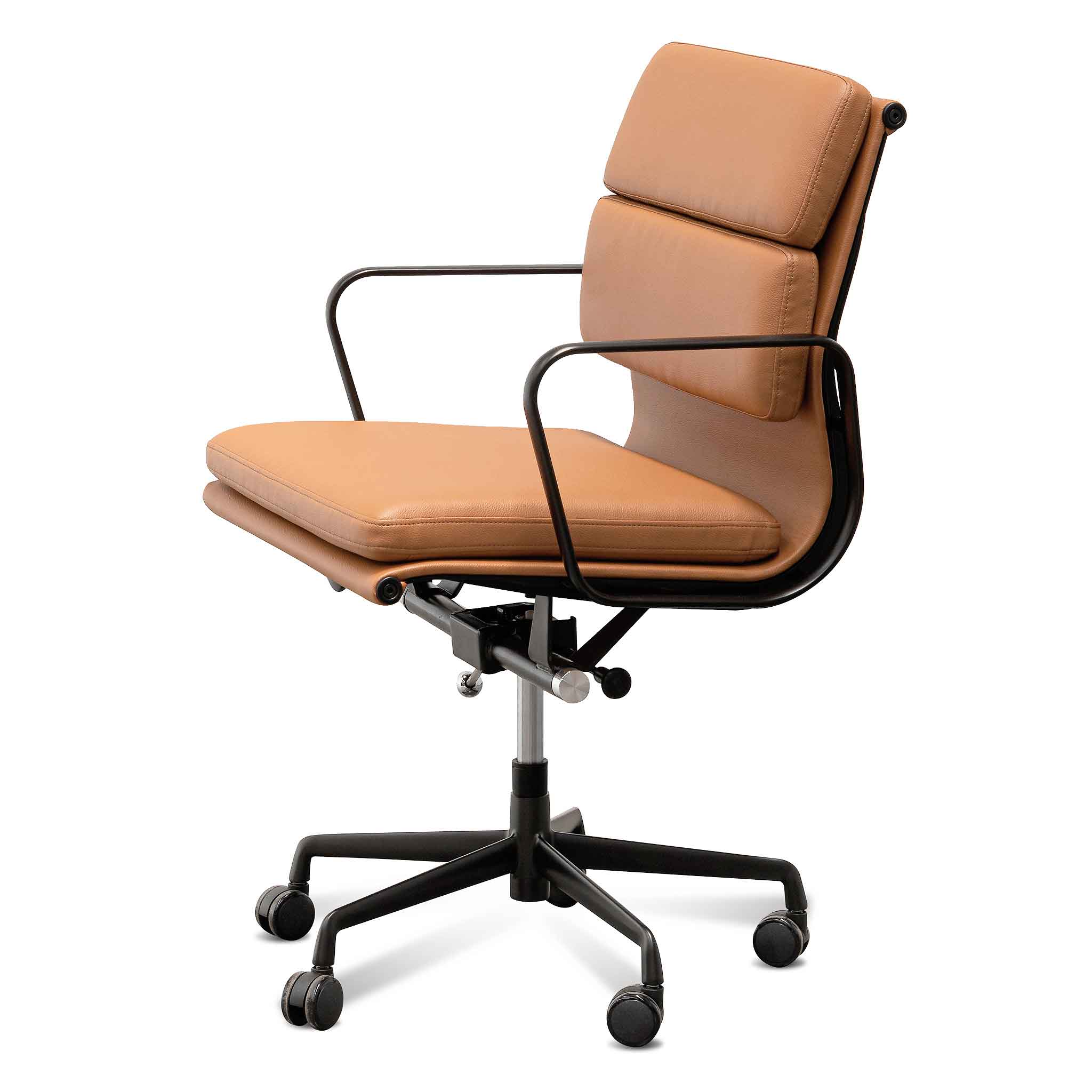 Ashton Low Back Office Chair – Saddle Tan in Black Frame