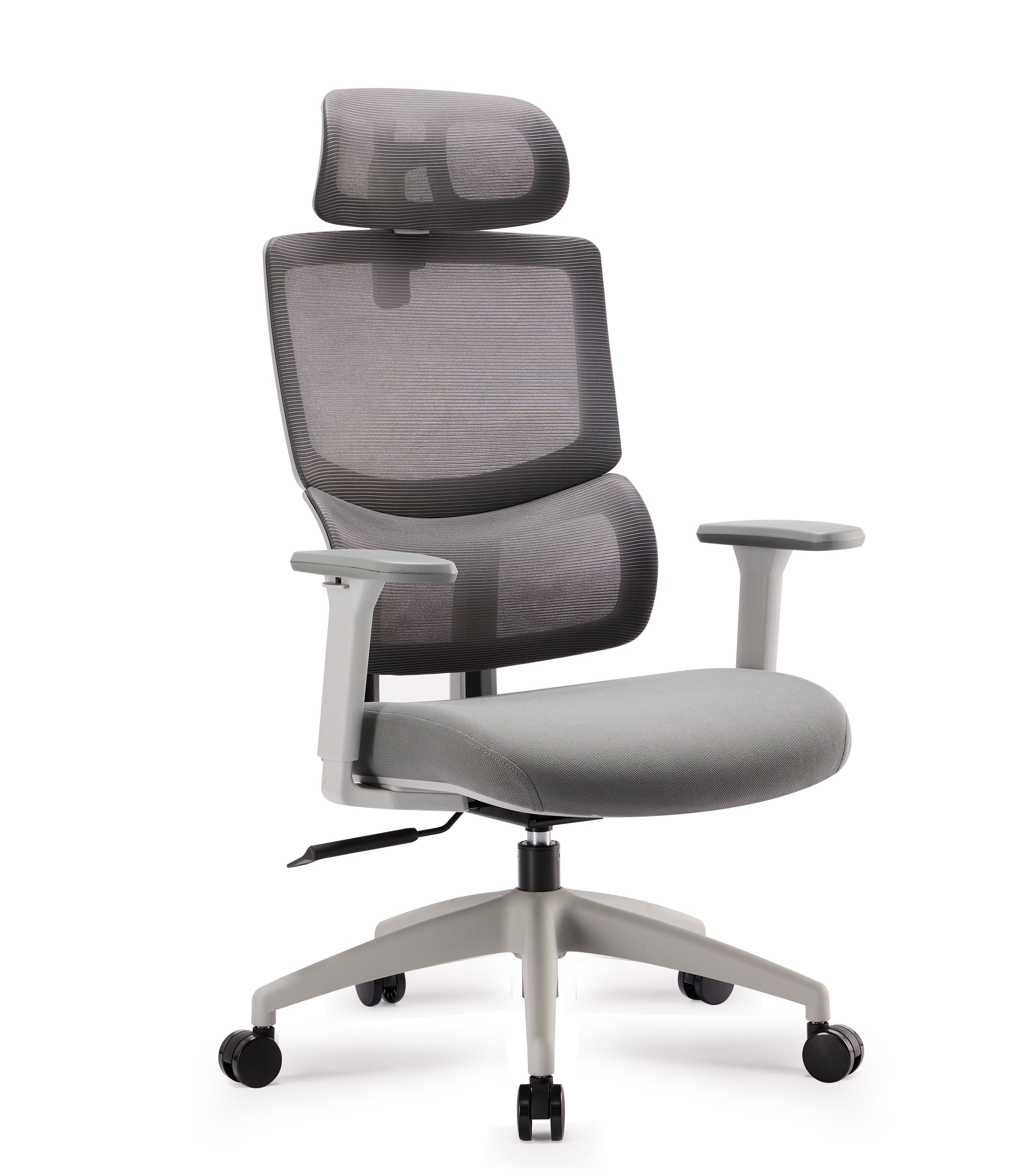 Furrow Mesh Ergonomic Office Chair with Headrest - Grey