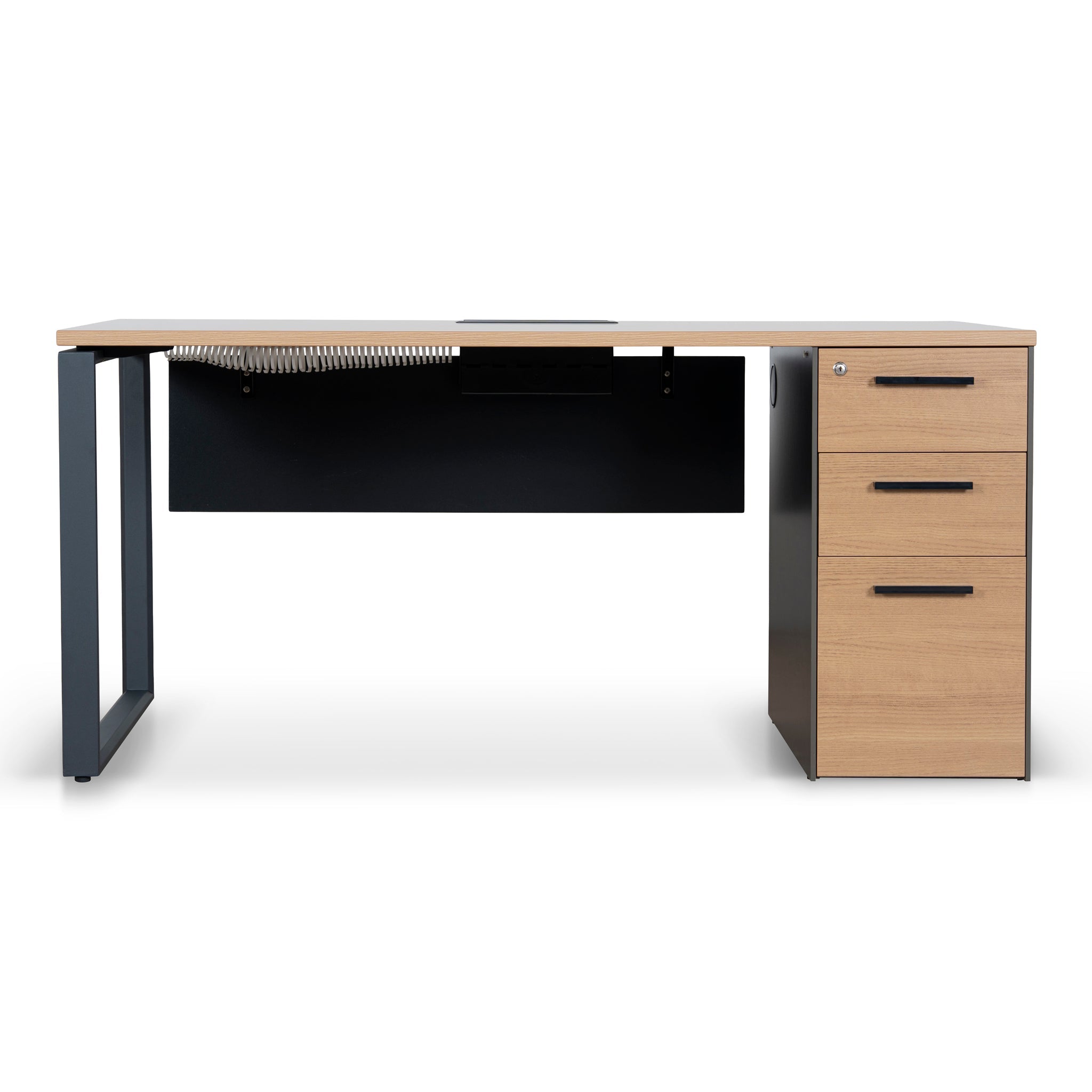 Halo 1.6m Single Seater Natural Office Desk - Black Legs