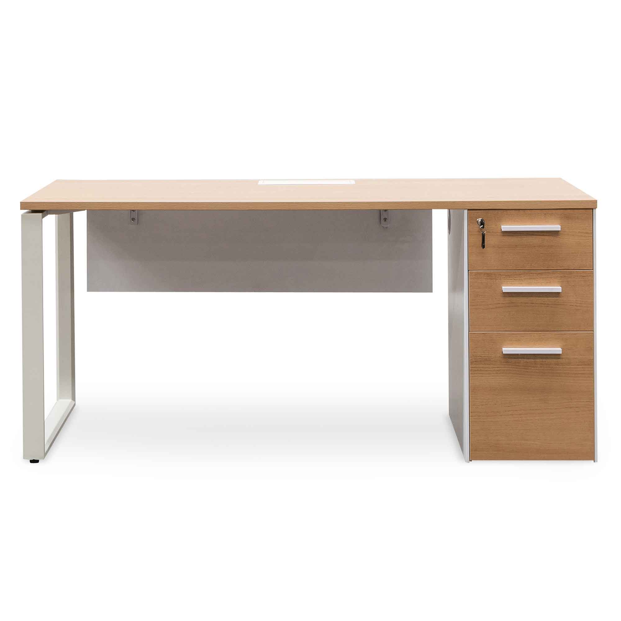 Halo 1 Seater Office Desk - Natural and White
