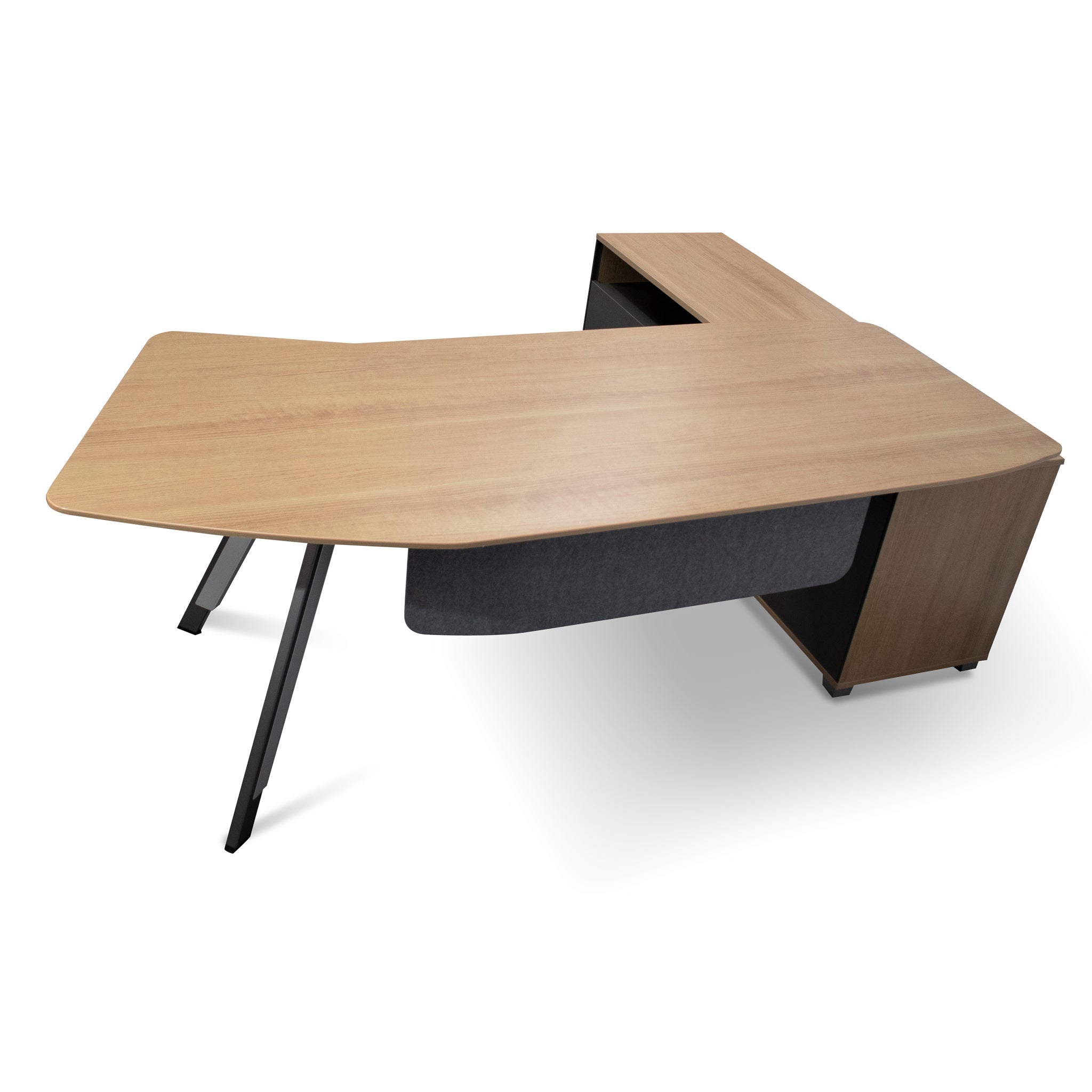 Hubert 2.2m Left Return Grey Office Desk - Natural Top