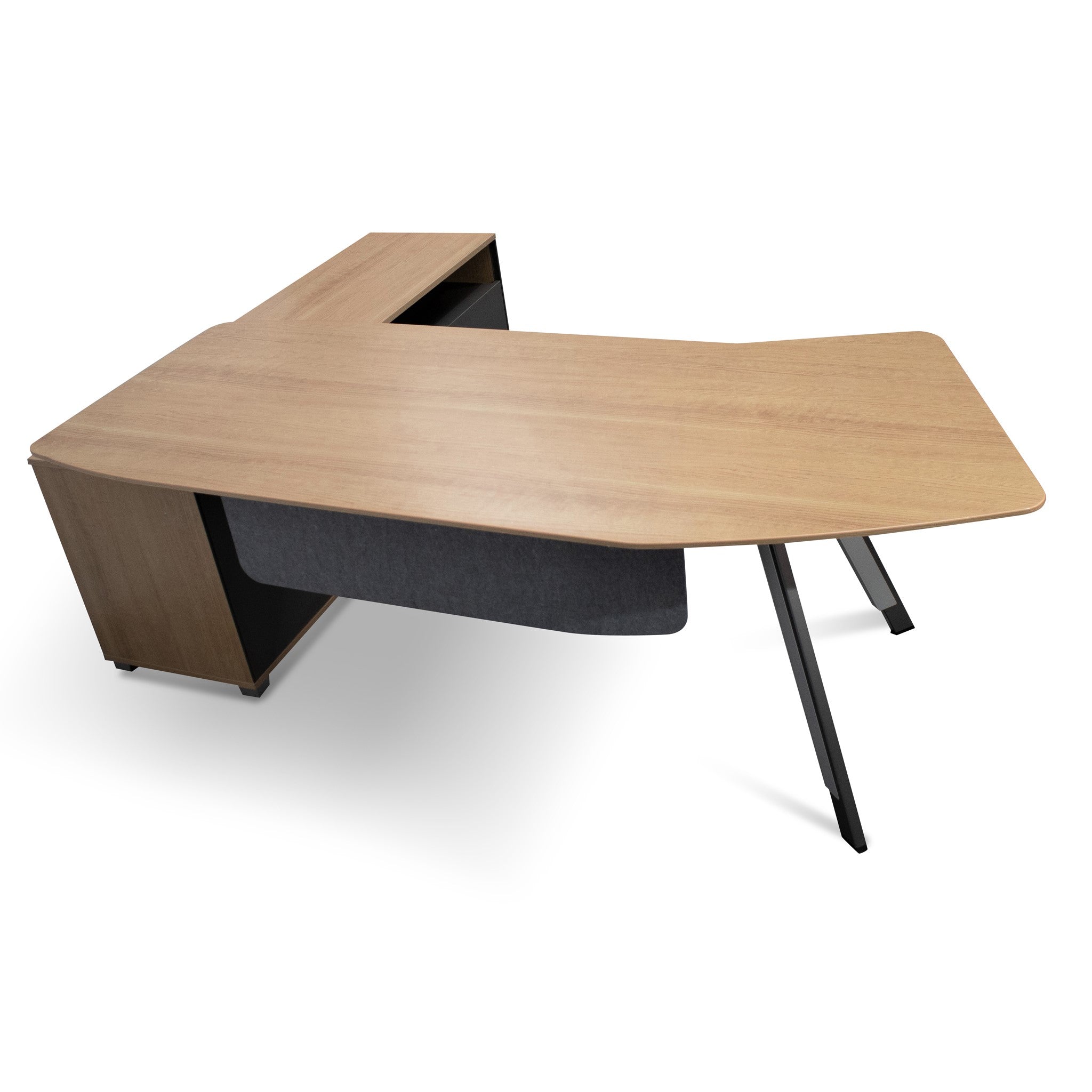 Hubert 2.2m Right Return Grey Office Desk - Natural Top
