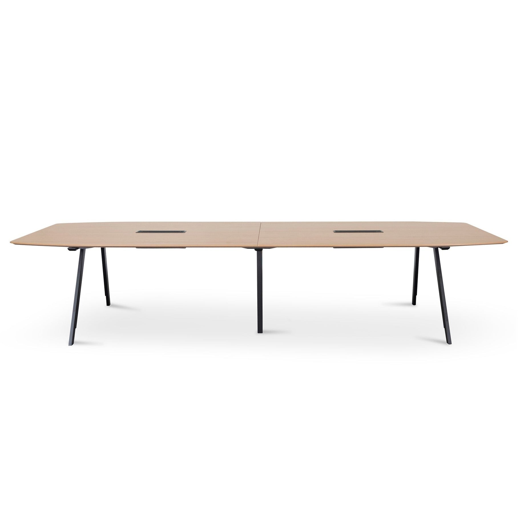 Vogue 3.6m Natural Boardroom Meeting Table - Full Black Legs