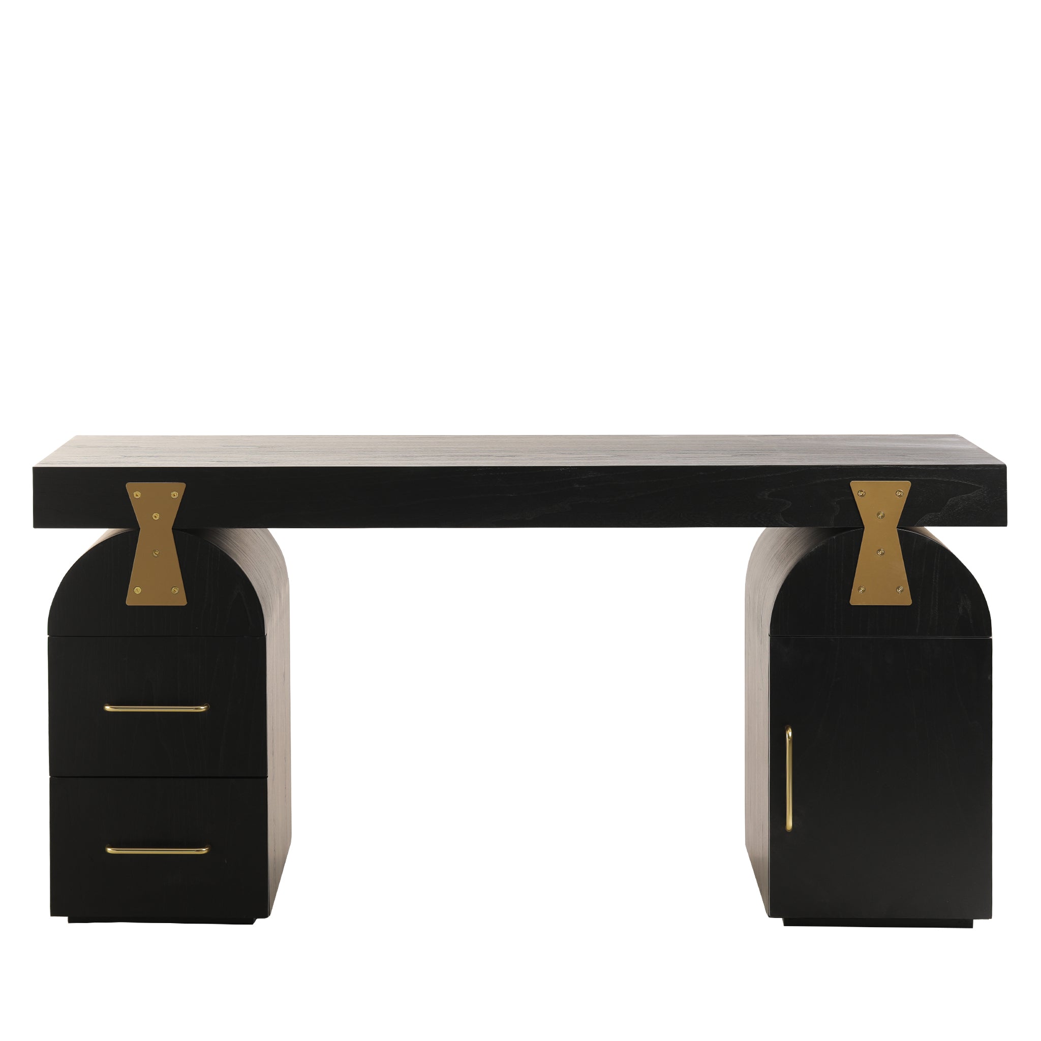 Junon 1.55m New Elm Home Office Desk - Full Black