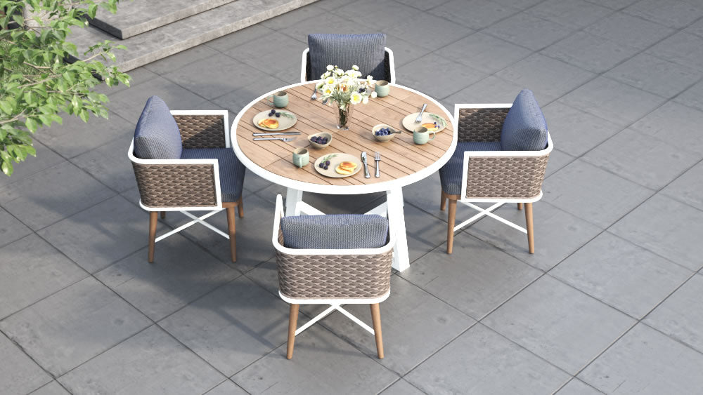 Watego Outdoor Round Dining Table 125cm - White
