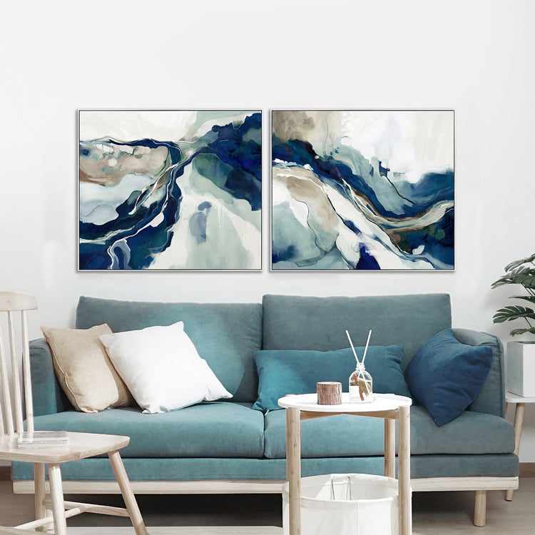 Marbelous Blues Painting 82x72cm