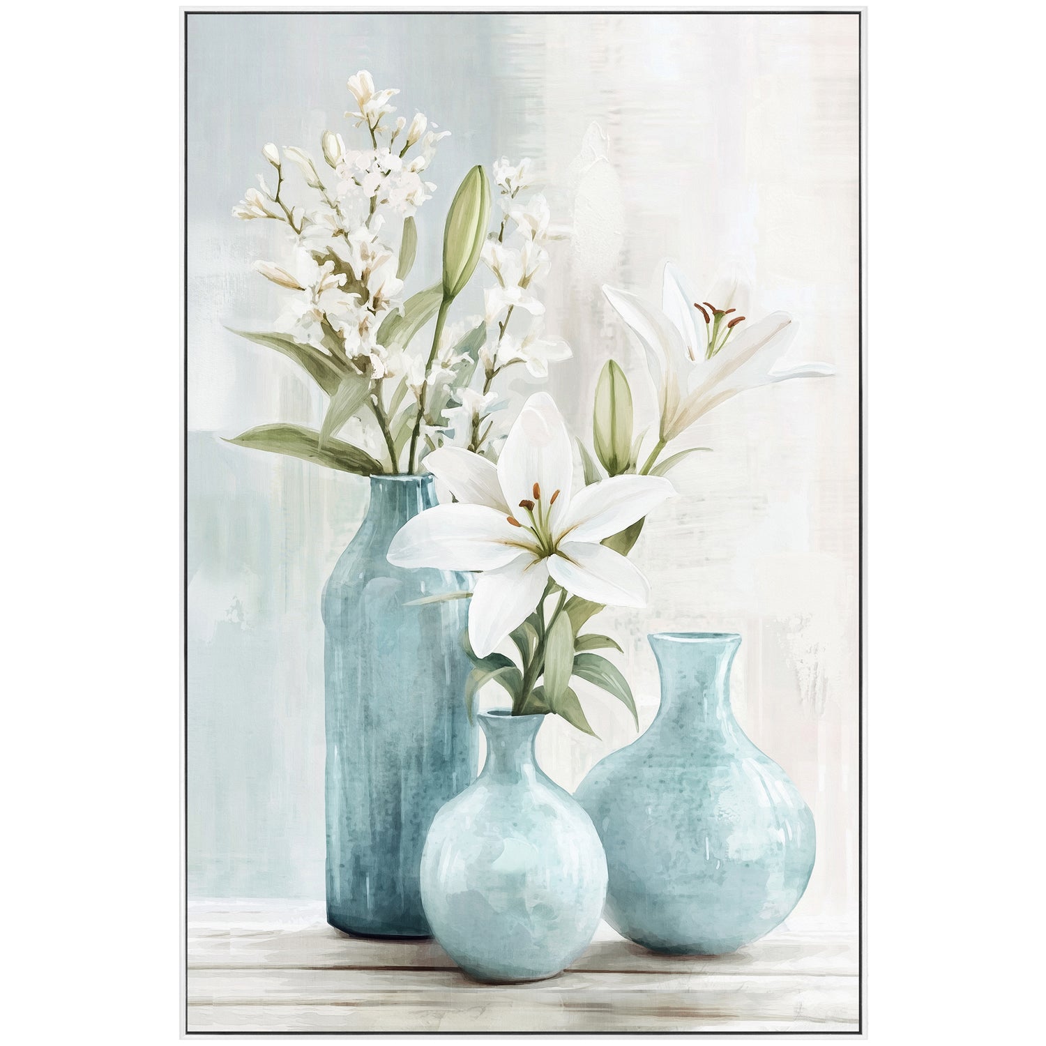 Blue Mood Bloom Painting 63x93cm