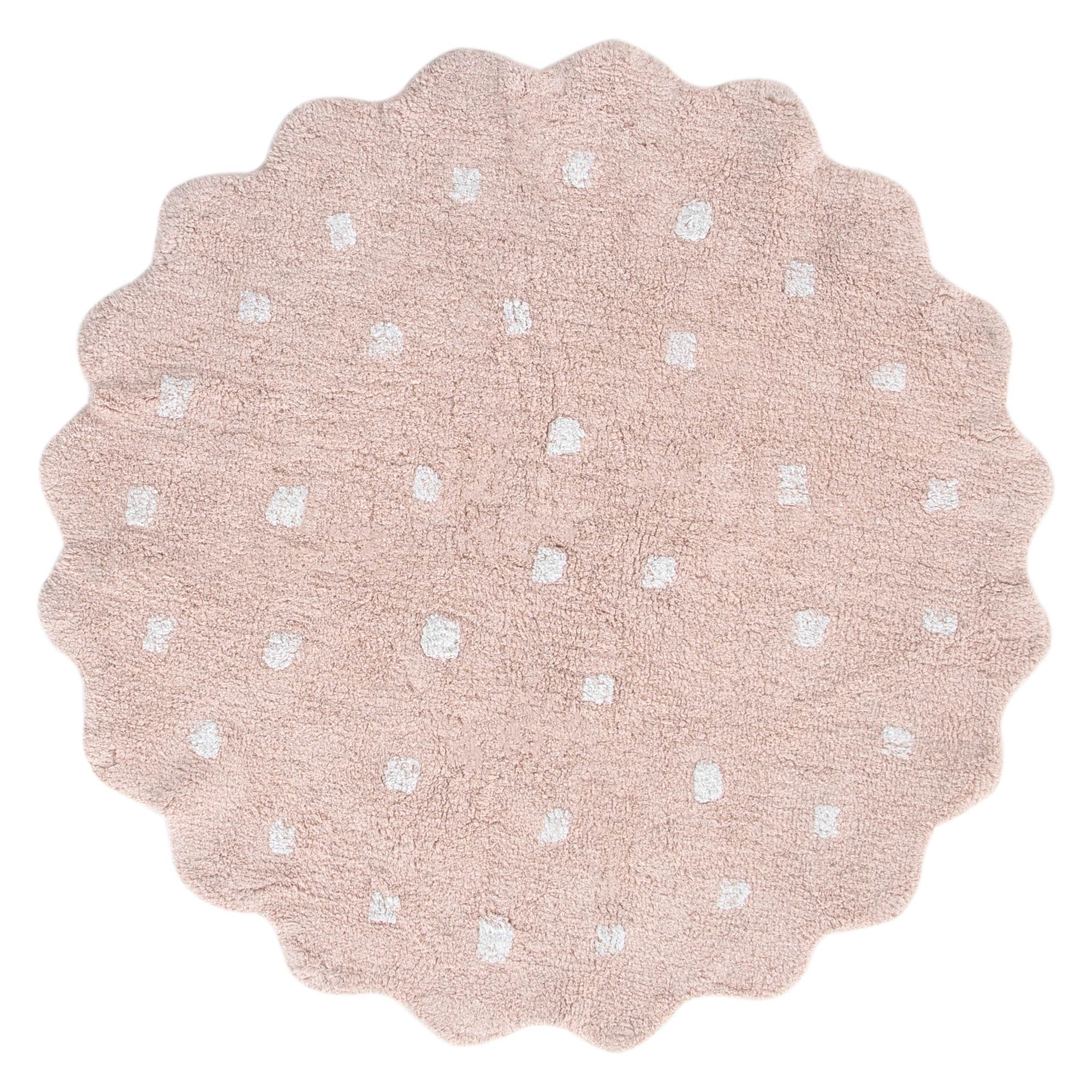Meldon Round Scalloped Kids Rug Blush Pink