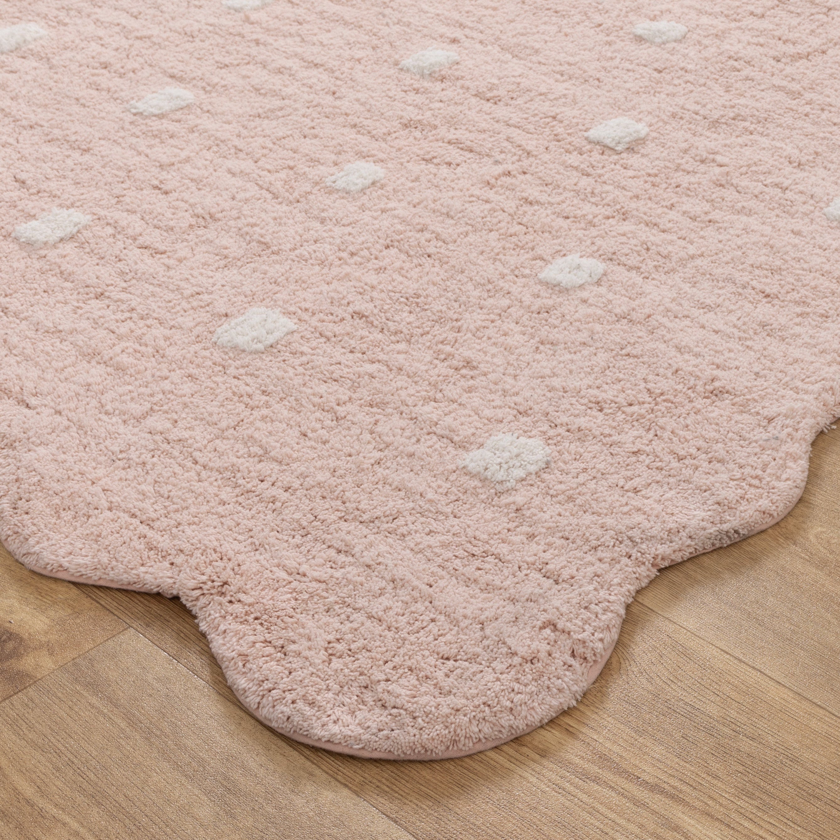 Meldon Rectangle Scalloped Kids Rug Blush Pink