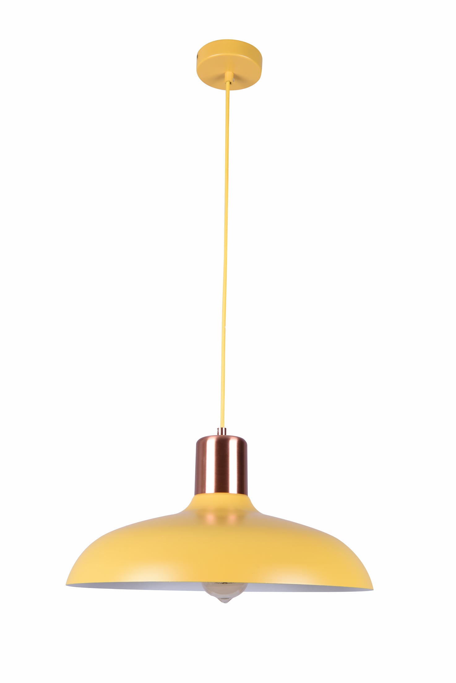 Pendant ES Matt Yellow Dome W/Copper Highlight OD 400mm