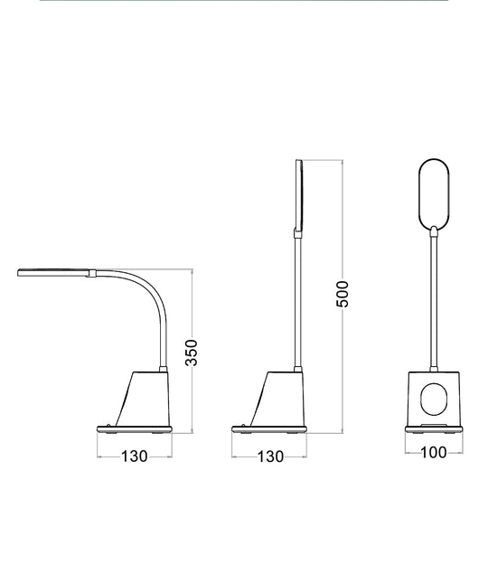 Table W/ Nightlight LED 2.8W 5000K White Rechargeable H 500mm W/Flexible Neck & Pen Holder