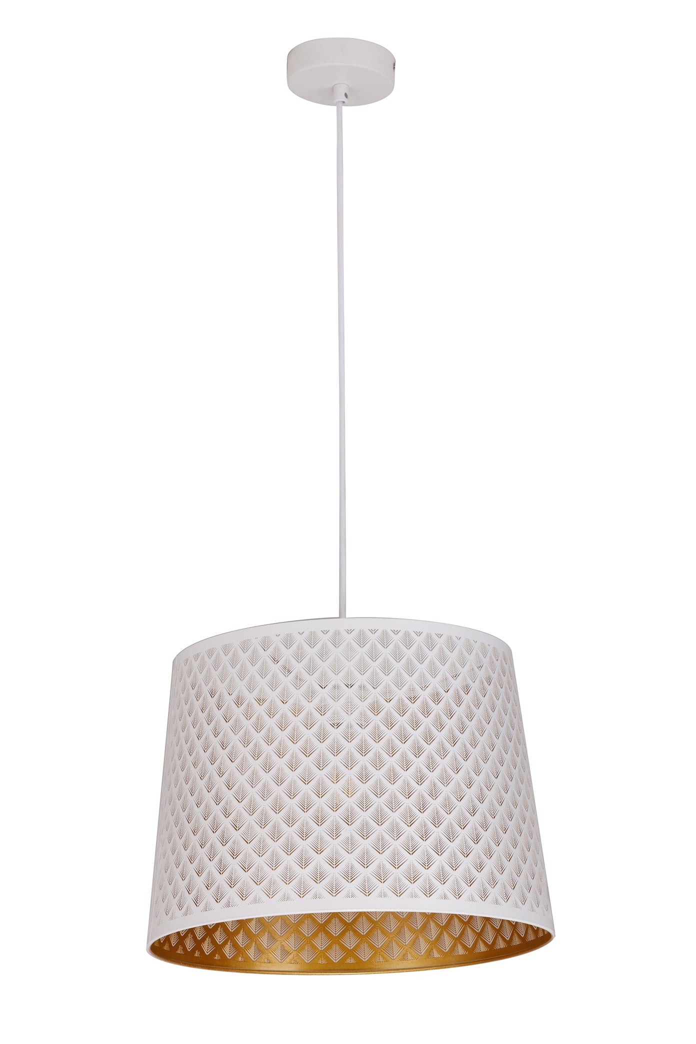 Pendant ES 60W White W/Gold Interior Iron Slanted W/Geometry Pattern OD 350 X H250 mm