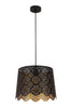 Pendant ES 60W Black W/Gold Interior Iron Slanted W/Flower Pattern OD 350 X H250 mm