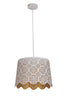 Pendant ES 60W White W/Gold Interior Iron Slanted W/Flower Pattern OD 350 X H250 mm