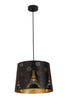Pendant ES 60W Black W/Gold Interior Iron Slanted W/Eiffel Tower Pattern OD 350 X H250 mm