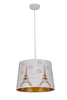 Pendant ES 60W White W/Gold Interior Iron Slanted W/Eiffel Tower Pattern OD 350 X H250 mm
