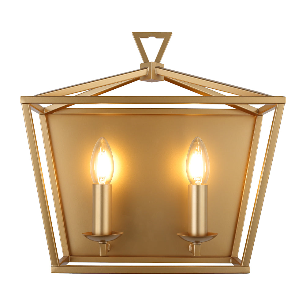 Perren 2 Light Wall Light - Matt Gold