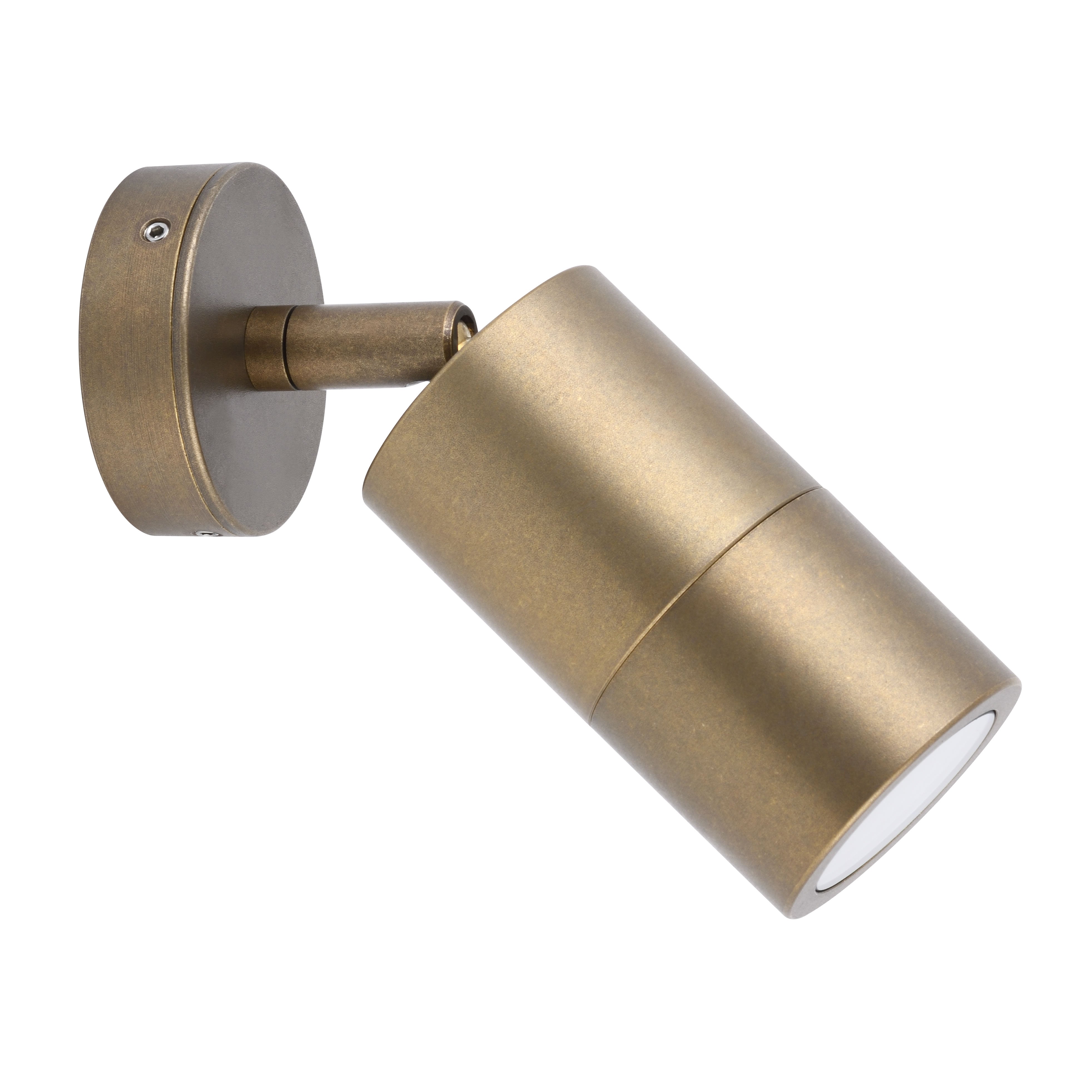 Pillar S/Adj GU10 Solid Aged Brass IP65 Round B/Plate