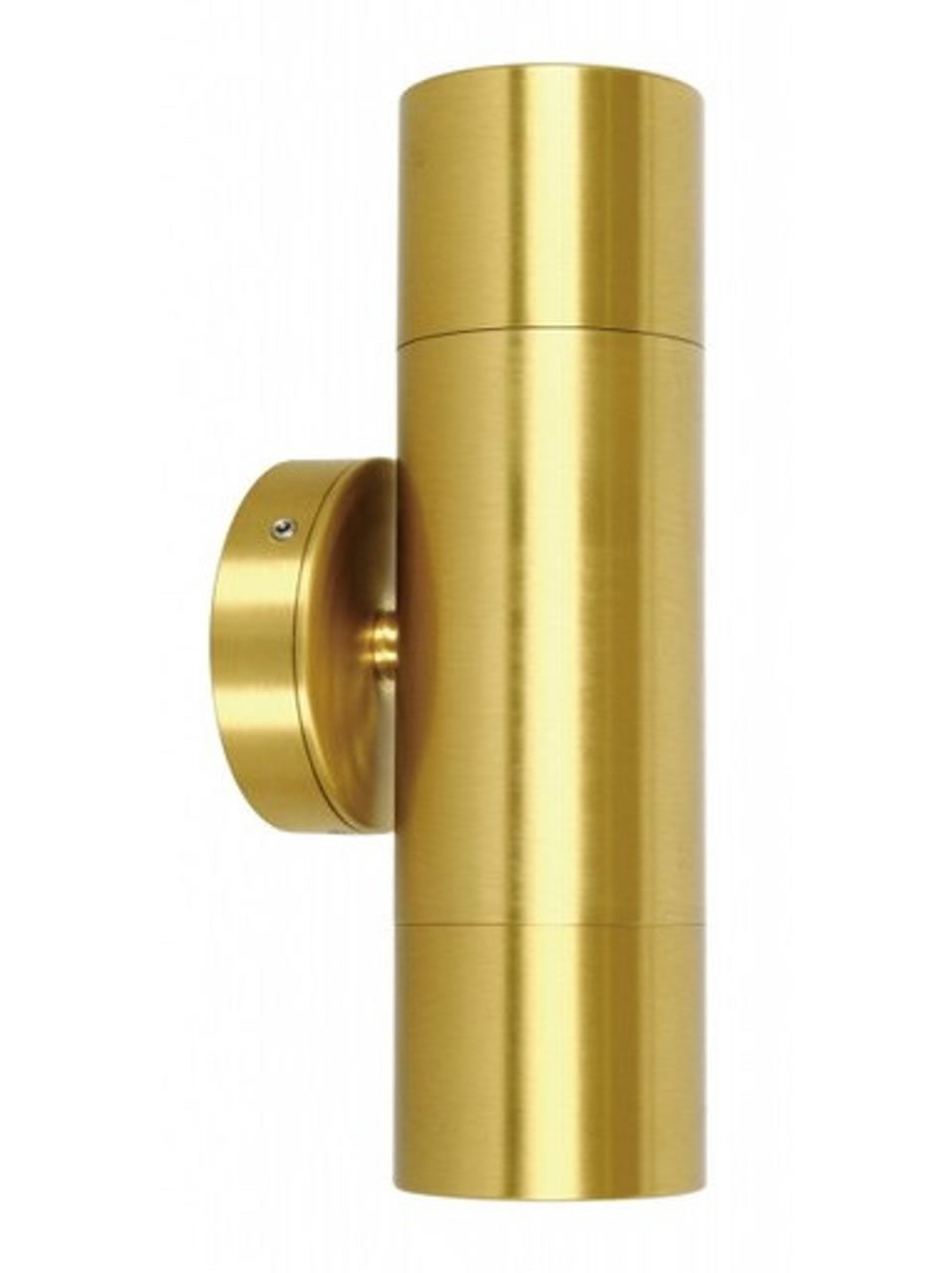 Pillar Up/Dn GU10 Solid Polished Brass IP65 Round B/Plate