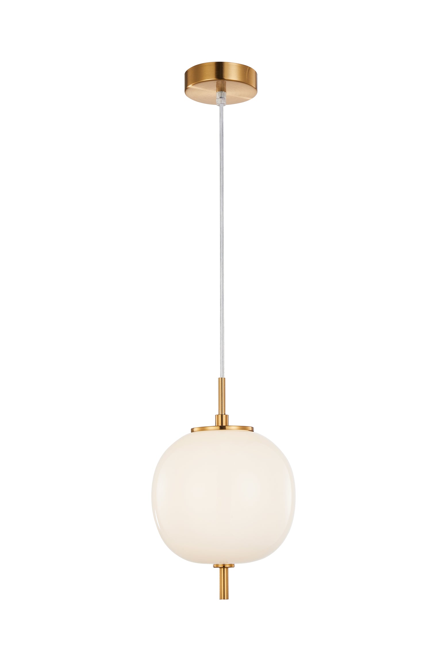 Pendant SES 10W Round Opal (Matt Finish) Glass W/Brass Highlight OD 185mm X H290mm