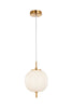 Pendant SES 10W Round Opal (Matt Finish) Glass W/Brass Highlight OD 185mm X H290mm