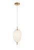 Pendant SES 10W Oval Opal (Matt Finish) Glass W/Brass Highlight OD 160mm X H340mm