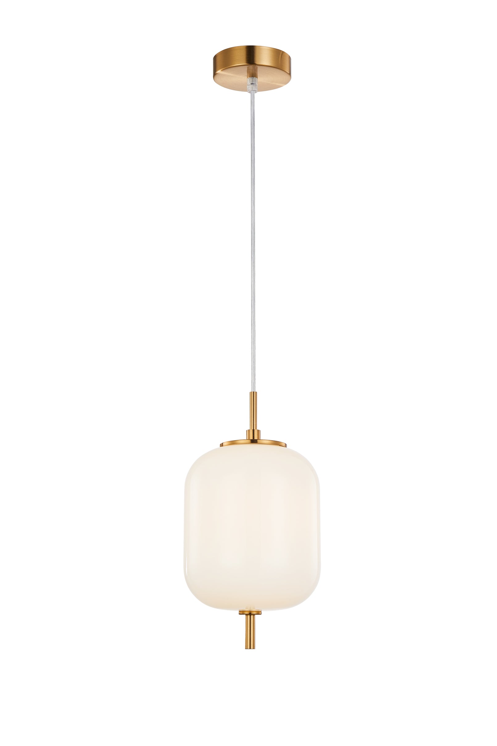Pendant SES 10W Jar Opal (Matt Finish) Glass W/Brass Highlight OD 165mm X H315mm