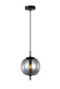 Pendant SES 10W Round Smokey Black (Mirror Finish) Glass W/Black Highlight OD 185mm X H290mm