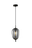 Pendant SES 10W Oval Smokey Black (Mirror Finish) Glass W/Black Highlight OD 160mm X H340mm