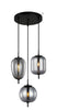 Pendant SES X 3 10W Smokey Black (Mirror Finish) Glass W/Black Highlight OD 420mm Round Base